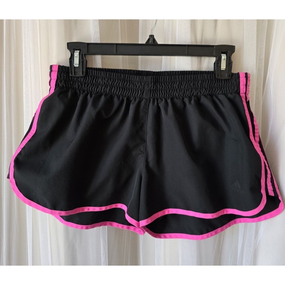 Adidas Black and Pink Lined Running Shorts